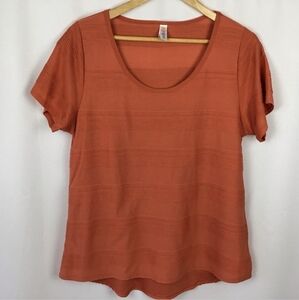 LuLaRoe Orange Pintuck Short Sleeve Tee